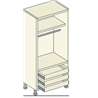 Bretton Park Mirrored 1 Hanging - 1 Shelf - 3 External Drawer Unit 