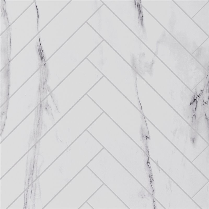 Showerwall White Marble Herringbone